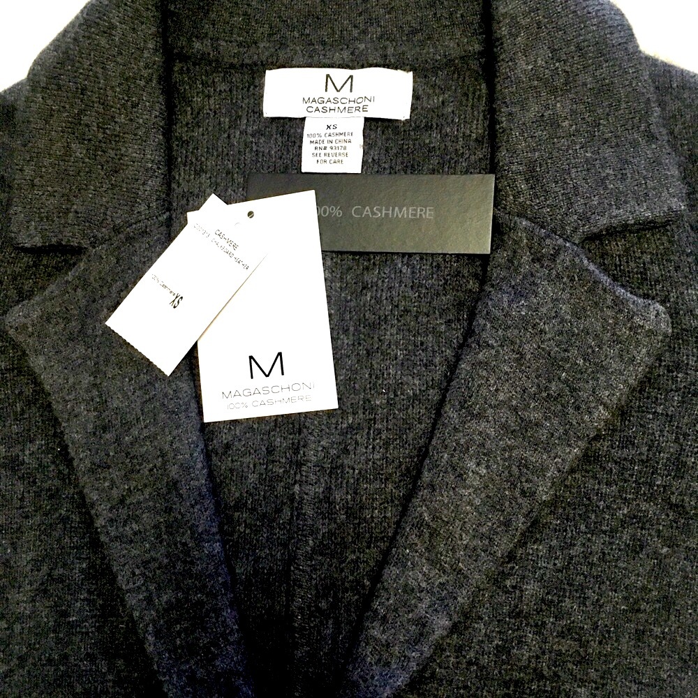 MAGASCHONI 100% CASHMERE 2 button gray knit sweater blazer